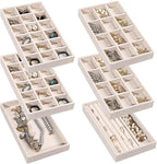 Frebeauty Jewelry Organizer Tray,Stackable Velvet Jewelry Trays,Drawer Inserts Earring Organizer For Women Jewelry Storage Di