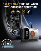 Portable Jump Starter with Air Compressor 5500A, 12V Car Charger Jump Starter Power Pack,150 PSI Tire Inflator and Jumper