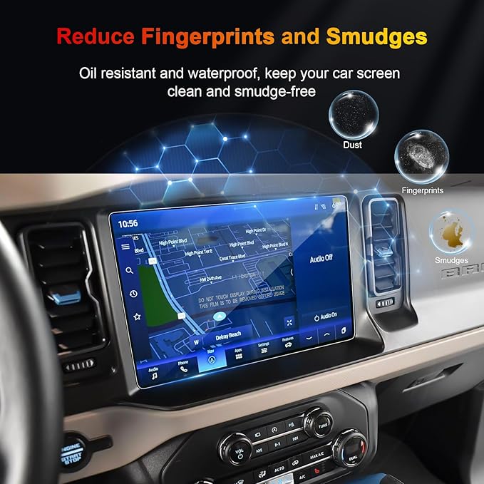 Bronco Screen Protector 12 In for 2021-2024 Ford Bronco Raptor/Wildtrak/Outer Banks/Everglades/Badlands SYNC 4 12" Touchscree