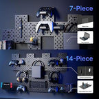 PEGZONE Controller and Headphone Holder Wall Mount, Modular Gaming Pegboard with Accessories, Controller Stand for Xbox PS5 P