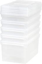 IRIS USA File Box, File Organizer w/Hinged Split Lid for Letter File, Important Document Box, Plastic Storage Filing Bin for 