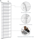 Whitmor 36 Pair Over The Door Shoe Organizer, 12 Tier Hanging Shoe Organizer, Heavy Duty Metal & Mesh Shoe Holder, Hanging Sh