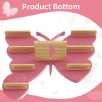 Pink Butterfly Tonie Shelf Wall Mounted - Tonies Wall Shelf for Toniebox, Charging Station, Magnetic Wood Display Floating Sh