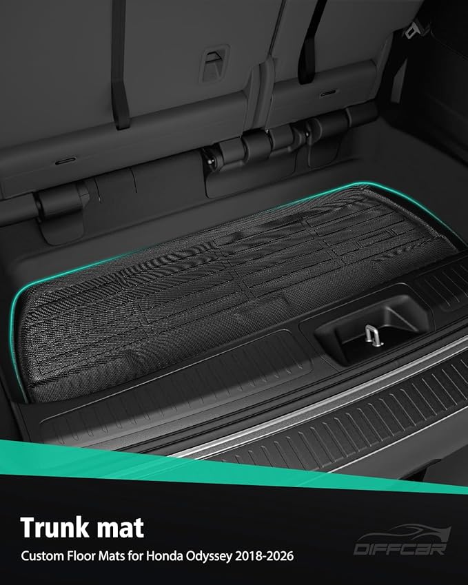 Car Floor Mats for Honda Odyssey: 2018-2026 Cargo Liner, Mini Passenger Van Accessories, All Weather 1st 2nd 3rd Row Rubber Floor Trunk Carpet for Odyssey 2018 2019 2020 2021 2022 2023 2024 2025 2026