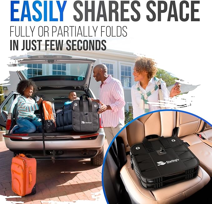 Car Trunk Organizer - Large Collapsible Storage Box with Adjustable Compartments - Heavy-Duty Cargo Organizer for SUV, Truck &