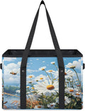 Reusable Grocery Bags Heavy Duty Shopping Bags Foldable Large Tote Bags with Long Handles & Hard Bottom