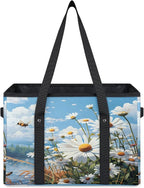 Reusable Grocery Bags Heavy Duty Shopping Bags Foldable Large Tote Bags with Long Handles & Hard Bottom