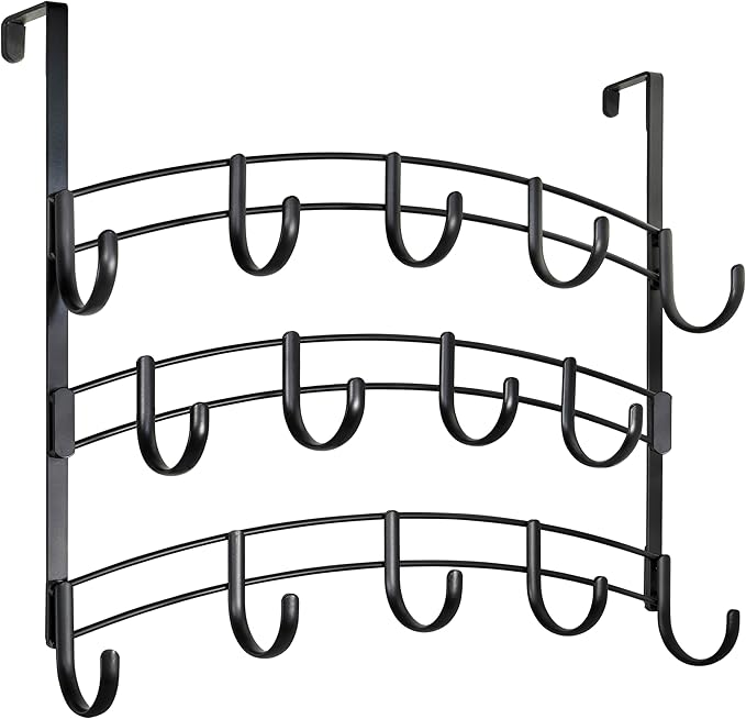 LYNK Professional® Home™ Over Door Hooks Rack - 14 Hook Over Door Hanger - Over Door Towel Rack - Hanging Towels or Clothes -