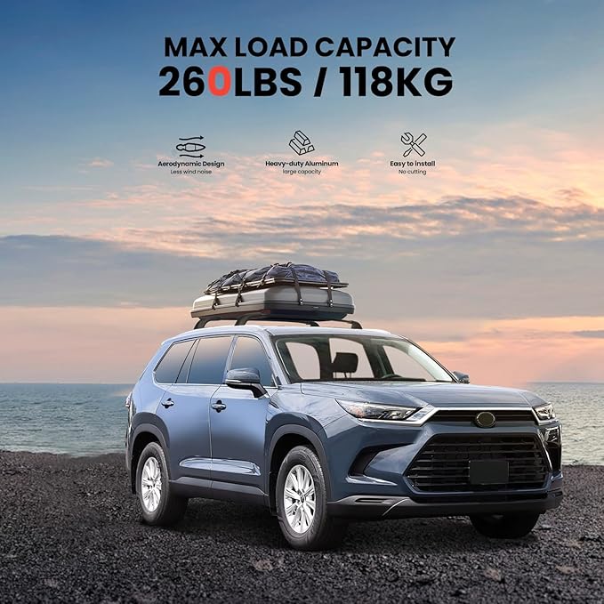 260lbs Roof Rack Cross Bars Compatible with Toyota Grand Highlander/Lexus TX 2024 2025(with Factory Flush Side Rails) Aluminum Crossbars Anty-Sheft Metal Lock Luggage Carrier Kayak Rooftop