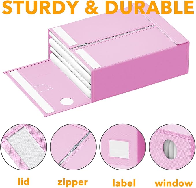 SpaceAid 3 Pack Bed Sheet Organizers and Storage, Foldable Sheet Organizer for Linen Closet, Set Folder Keeper with Window XL