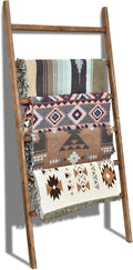 FUIN Extra Wide 6.4ft Wooden Blanket Ladder Living Room Decorative Wal Leaning Farmhouse Quilt Display Holder Rustic Wood Tow