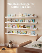 Shario Nursery Book Shelves, 4-Pack White Floating Shelves for Wall Kids, Scalloped Shelves, Wall Book Shelves for Bedroom Ki