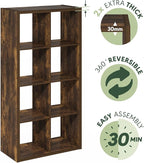 Furinno Cubicle Book Shelf, 8-Cube Bookshelf, Extra Thick Frame Horizontally & Vertically Reversible Bookcase with Open Back,