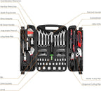 TLGREEN 95 Piece Tool Set, Tool Kit, Mechanics Tool Set, Portable Toolbox with Adjustable Wrench Pliers Socket Bits, with Pla