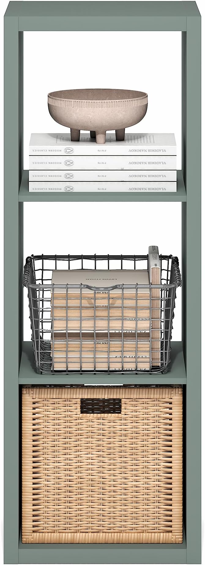 Furinno Cubicle Book Shelf, 3-Cube Bookshelf, Extra Thick Frame Horizontally & Vertically Reversible Bookcase with Open Back,