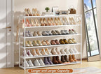 LUKYTOWER Extra Long Shoe Rack 6 Tier 39Pairs, Shoe Storage Organizer with 2 Hooks, Wide Stackable Shoe Organizer Racks for C