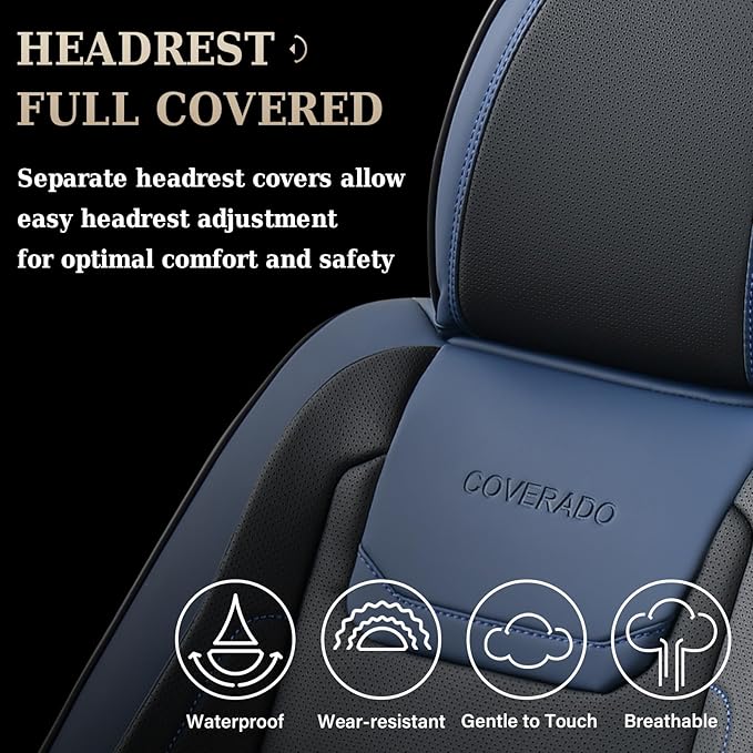 Coverado Car Seat Covers, Front Covers for Cars, Car Seat Cover Front Seats, Car Seat Protector Waterproof, Leather Car Seat 