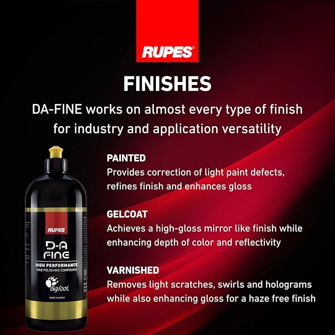 RUPES 9.DAFINE Pack of 12 1000 ml Yellow D-A Fine High Performance Polishing Compounds for Car Detailing & Removing Scratches | Micro-Abrasive Technology | Reduces Oxidation | Removes Fine Defects