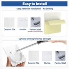 White Metal Shower Rod Holders (2 Pack), Heavy Duty Adhesive & Screw Mount Shower Curtain Rod Brackets, No Drilling