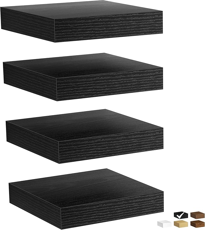 Fun Memories Floating Shelves for Wall, Rustic Wood Wall Mounted Shelves for Bathroom, Bedroom, Living Room & Kitchen, Storag