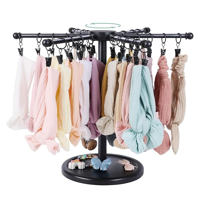 POVETIRE Headband Holder Bow Organizer for Girls, Rotating 360 Hair accessories Organizer Storage Baby Headband Display Stand