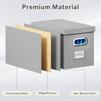 File Organizer Box with Lid - Set of 2 Portable Hanging File Box, Collapsible Linen Decorative Filing Storage Boxes for Offic