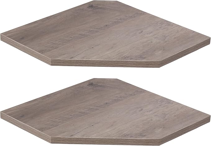 Fun Memories Corner Shelf Wall Mount, Floating Corner Shelves, Set of 2 Corner Wall Shelf Organizer, Rustic Wood Wall Storage
