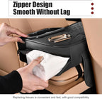 Car Seat Gap Organizer, Car Interior Organizer for Seat Gap Storage, Leather Multi-Functional Storage Box with Tissues, Universal for Most Cars (Black)