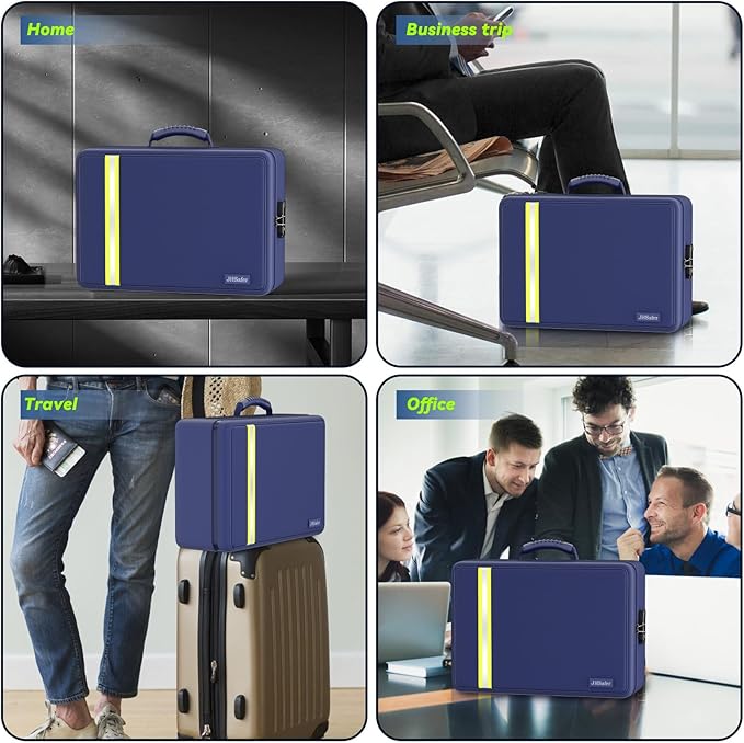 Fireproof Document Bag, Insulated Large Document Box with Lock, Important Document Organizer with Waterproof Zipper, Portable