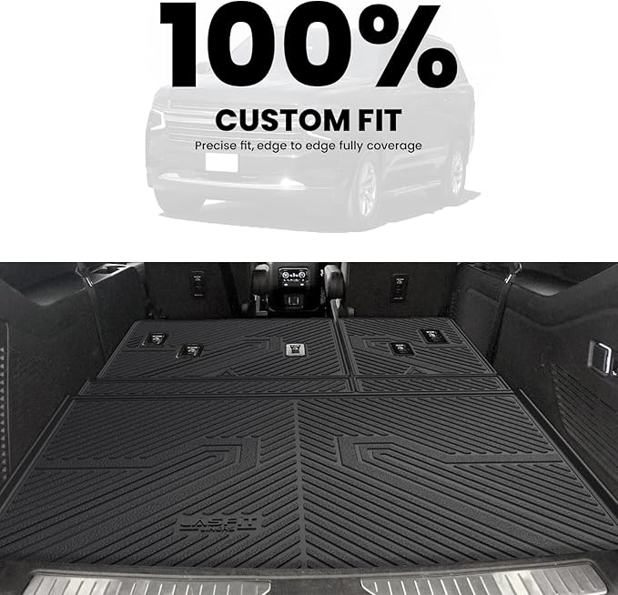 LASFIT Trunk Mat with Backrest Mat 2021-2026 for Chevrolet Chevy Suburban/GMC Yukon XL (Only Yukon XL, Not Fit Yukon)/Cadillac Escalade ESV (Only Escalade ESV, Not Fit Escalade)