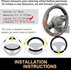 PINCTROT Large Size Comfy Grip Steering Wheel Cover, Anti-Slip Design, 15.5-15.75 Inch(Silicone Orange)