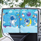 Car Sun Shade for Baby - EOHMAK Car Side Window Sun Shade Cover Upgrade Double Opening Car Interior Curtain Sun Blocker Blind (Light Blue Space, 2 Pack)
