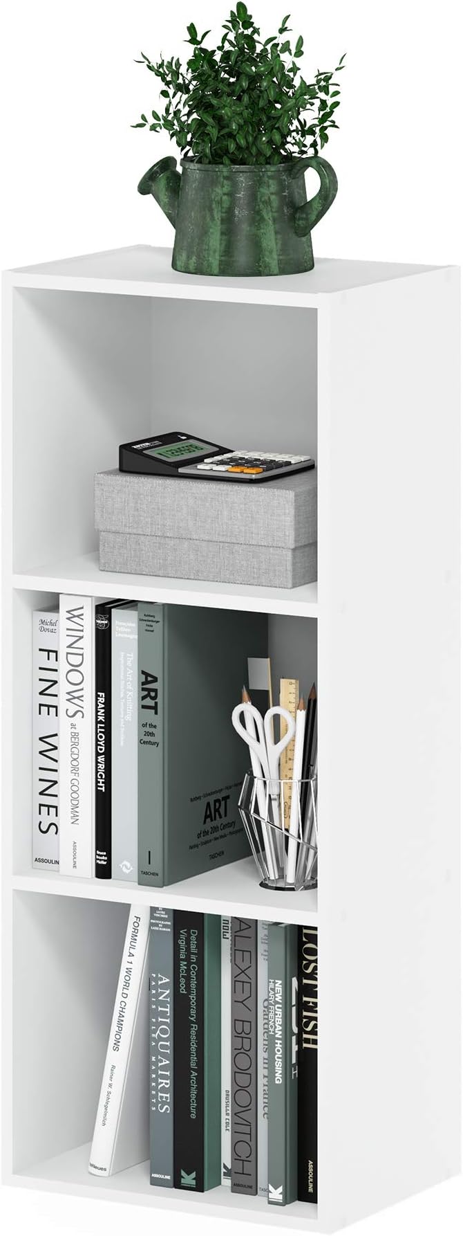 Furinno LUDER Book Shelf, 3-Cube Bookshelf, Bookcase with Open Shelves, 9.3 x 12 x 31.5, Easy Assembly, for Living Room, Bedr