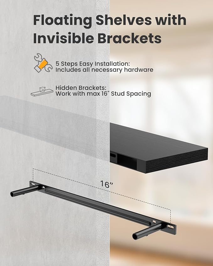 AMADA HOMEFURNISHING Floating Shelves for Wall, Wall Shelves for Living Room, Bedroom, Bathroom, Kitchen & Home Office Organi