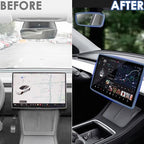 2PCS Protector Trim Frame Compatible with Tesla Model 3 Y 2020-2024 2025 2026 Screen Edge Frame Rearview Mirror Cover Interior Decorations Center Console Decor Highland Juniper Accessories Set (Blue)