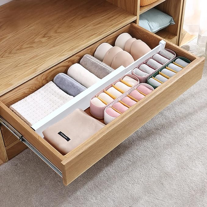 ANTOWIN Bamboo Drawer Dividers Organizers, Expandable Drawer Separators Splitter,17-22 inches Long Adjustable Spring-loaded O
