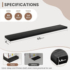 55 Inch Floating Shelves, 8 Inch Deep Floating Shelves for Wall, Hanging Shelf with Invisible Brackets, Deep Shelves for Bath