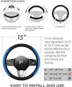 Skechers Steering Wheel Cover, Memory Foam Car Steering Wheel Cover,14.5-15inch Anti-Slip Safety Comfortable Desgin, Universa