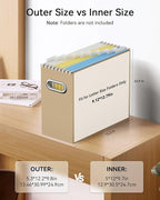 Oterri File Organizer Box, Portable Collapsible Cardboard File Folder Organizer with Handle for Letter Size Hanging Files, Do
