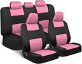 BDK PolyPro Car Seat Covers Full Set in Pink on Black – Front and Rear Split Bench Seat Covers for Cars, Easy to Install Car 