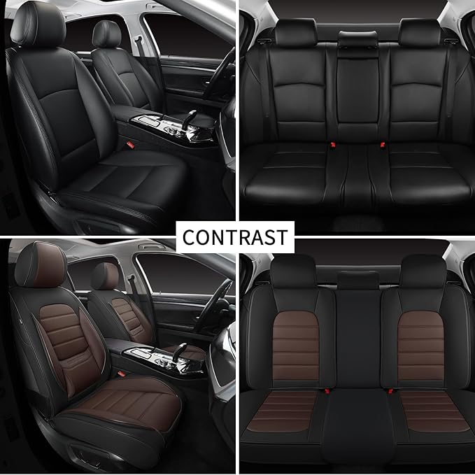 Car Seat Covers Full Set, 5 Seats Universal Leather Seat Covers for Cars, Waterproof Front and Rear Seat Cover, Breathable Au
