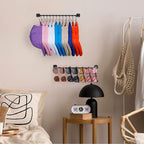 Hat Rack for Wall 24 Baseball Caps, 2 Pack Modern Metal Hat Organizer with 24 Hooks Hat Holder Wall-Mounted Storage Display f