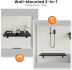 Foldable Floating Wall Shelves 20 inch, Bathroom Shelves Wall Mounted,12" Deep Wood Floating Kitchen shelves,Easy to Install 