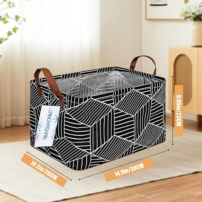 LANGYASHAN Rectangular Storage Bin Collapse Canvas Fabric Cartoon Storage Basket with Handles for Organizing Home Kitchen Boy