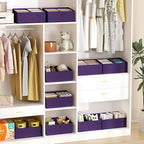 DIMJ Large Closet Shelf Organizer Bins 6 Packs with Handles and Divider, Fabric Trapezoid Storage Baskets, Foldable Clothes C