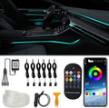 Upgraded 6-in-1 Car Ambient Lighting Kit, 315-inch Pre-Threaded Fiber Optic, APP & Remote Control, 16 Million Colors, Music Sync, High Brightness LED Interior Lights for Cars, Trucks, SUV