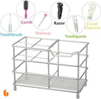 Urbanstrive 304 Stainless Steel Bathroom Toothbrush Holder Toothpaste Holder Stand Bathroom Accessories Organizer (Silver, La