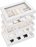 ProCase 5 Layers Stackable Jewelry Tray Box, Stackers Jewelry Trays for Dresser Drawer Storage, Jewelry Organizer Case with L