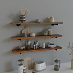 Industrial Pipe Wall Wood Shelves,Real Wooden Shelves 36" in Walnut Color with 1.2" Extra Thickness, Modern Floating Shevles