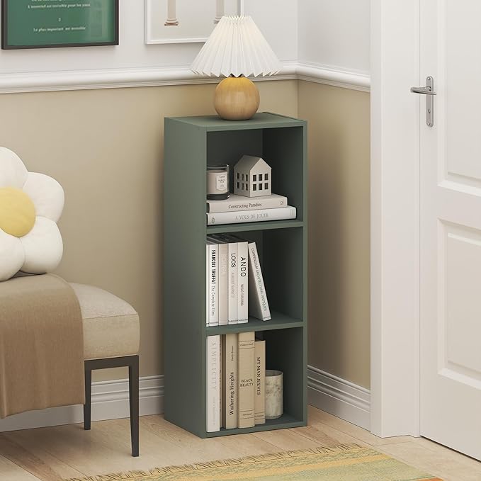 Furinno LUDER Book Shelf, 3-Cube Bookshelf, Bookcase with Open Shelves, 9.3 x 12 x 31.5, Easy Assembly, for Living Room, Bedr